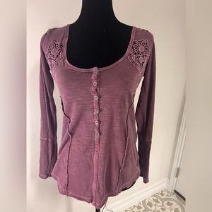 🔥SALE🔥Free People S Crocheted Back Flattering V-shape Seams Rose Slender Fit